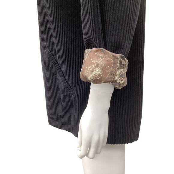 Bill Blass Women’s Jacket SZ L Wool Corduroy Type Jacket Decorative Lining Black - Picture 5 of 8